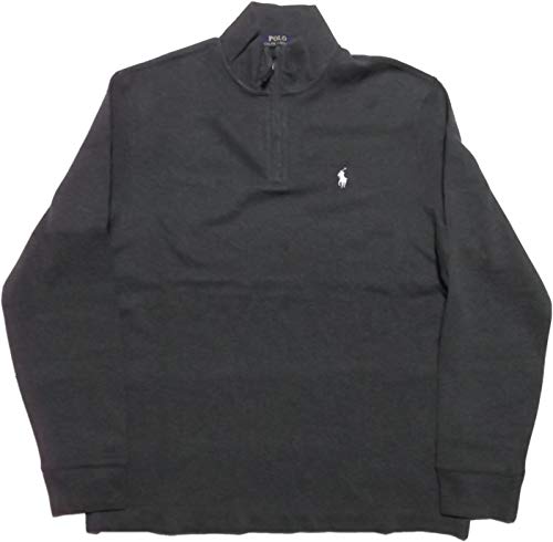 Polo Ralph Lauren Mens Quarter Zip Estate Rib Sweater (L, Classic Dark Gray)