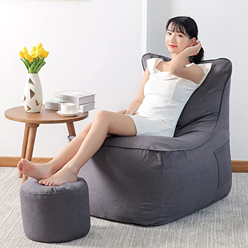 Sillón Puff (sin Relleno), sofá Perezoso para niños y Adultos, Forro para Sala de Estar y Dormitorio, Gris Oscuro, 83 x 65 x 70 cm