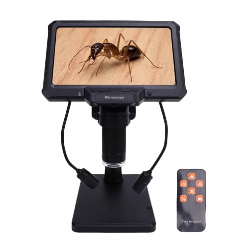 Jectse 7 Inch Digital Microscope, 1080P LCD Welding Magnifier, 16MP Precise Focusing 1000X USB Soldering Microscopes for Adults, PC View, 32GB