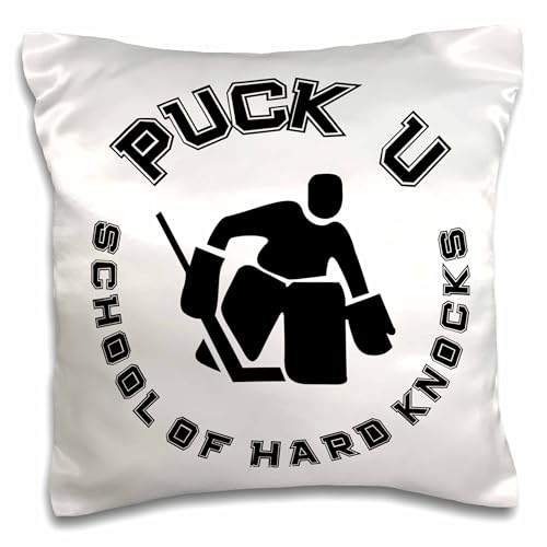 3dRose 16x16 inch Pillow Case - Puck University Graphics Sports Humor