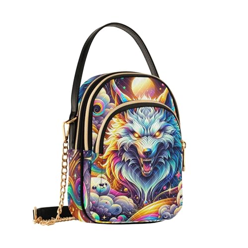 One Shoulder Handbags Colorful Phone Wallet Chain Strap Purse Quilted Zipper Designer Bowler Tote Colorful Playful Lion Galaxy2