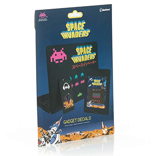 Paladone Space Invaders Gadget Decals, Vinyl Sticker Clings, 4 Sheets