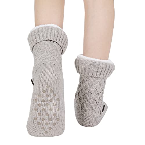 Image of Chassic Sherpa Lined Slipper Socks for Women, Non-Slip Cozy Winter House Socks, Soft Fuzzy Socks, Christmas Gifts for Women & Ladies Stocking Stuffers