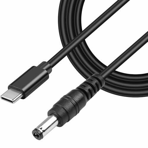 Cable alimentación USB C a DC, Cable Extensión Alimentación CC, Cable de carga USB C, Compatible con CCTV, DVR, Router, Ordenadores, Baterías, 12V CC 3A, DC 5.5 x 2.5 mm, Negro, 100 cm