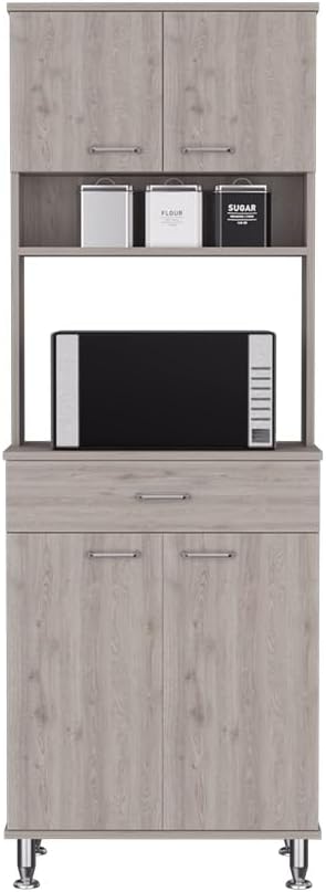 Pantry Piacenza,Two Double Door Cabinet - Light Gray