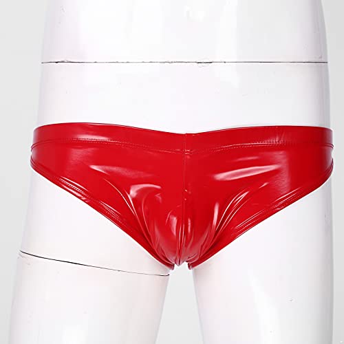 ACSUSS Mens Faux Latex Shiny Bikini Briefs Swimming Trunks Lingerie U Convex Pouch Tangas Underwear4
