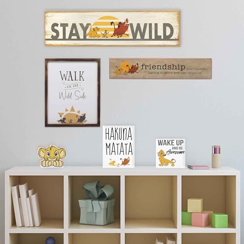 Image of Disney The Lion King Simba Head Shelf Sitter Decor | Chunky Wood Block Cutout for Kids' Bedroom, Play Room or Nursery
