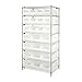Quantum Storage Systems WR8-950952CL 8-Tier Complete Wire Shelving System with 12 QUS950CL and 12 QUS952CL Clear-View Hulk Bins, Chrome Finish, 24" Width x 36" Length x 74" Height