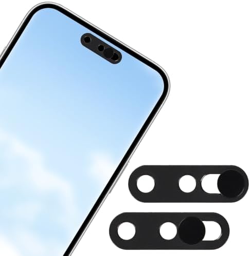 2pcs Front Camera Covers for iPhone 17/17p/17pm/16/15/14p, Ultra Thin Phone Webcam Cover Slide Front Camera Privacy Protector with Strong Adhesion No Face ID Interference (Black)