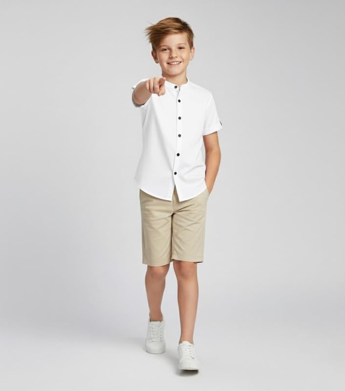 Image of Elegant Boys Shirt in Solid Pattern with Long Sleeves - Soft Fabric Ideal for Kids' School & Outings