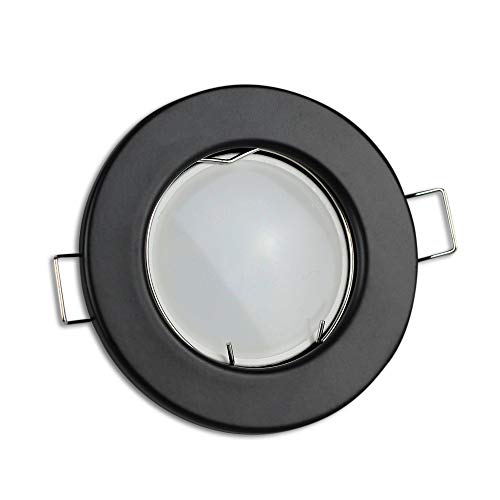 LED Einbaustrahler schwarz rund 1,2 Watt neutralweiß 230V - GU10 Einbauleuchten aus hochwertigem Aluminium - 55-60mm Bohrloch Einbau-Spot Decken-Leuchte Cover