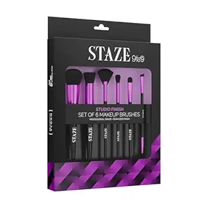 Staze 9to9 Studio Finish Professional Grade + Seamless Finish Set of 6 Makeup Brushes | Soft & Comfortable
