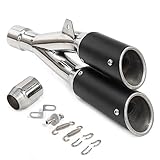 Universal 1.5'-2' Inlet Motorcycle Dual-Outlet Exhaust Muffler Baffle with Removeable DB Killer Slip on Dirt Pit Street Bike Motorcycle Scooter ATV Racing