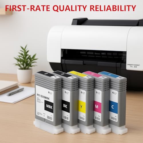 Image of PFI-030 Ink Cartridge 55-ml (5Pcs, Matte Black,Black Cyan Magenta Yellow) Lometic Compatible PFI-030MBK PFI-030BK PFI-030C PFI-030M Replacement for Canon imagePROGRAF TA-20 TA-30 TM-240 TM-340 Printer | PFI-030MBK PFI-030BK PFI-030C PFI-030M Replacement for Canon imagePROGRAF TA-20 TA-30 TM-240 TM-340 Printer