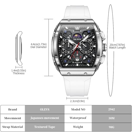 Image of OLEVS Watches for Men Business Diamond Moon Phase Male Watch Chronograph Fashion Dress Waterproof Date Analog Quartz Waterproof SiliconeMen Wrist Watch