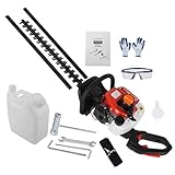 24 Inch Cordless Hedge Trimmer, 26CC 2-Stroke Gas Powered Hedge Trimmers with Double Side Blade Air Cooled Bush Cutter Fuel-efficient Low Voice Grass Trimmer for Garden