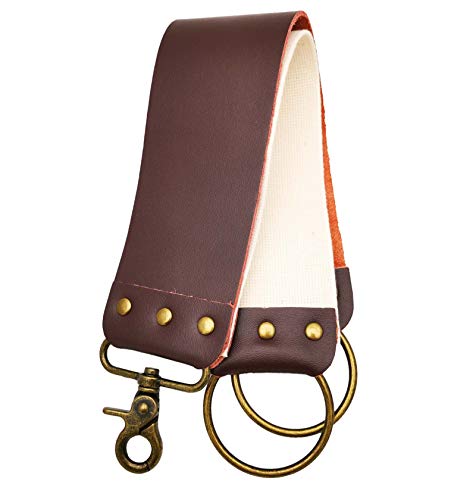Straight Razor Strop - 2 Layers Leather Canvas Strap - Dual Barber Shaving Strop with Swivel Clip.
