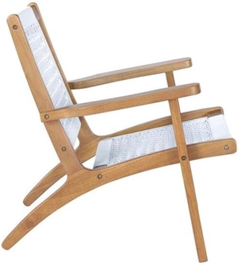 Bowery Hill Hexagon Woven Rope Accent Chair, 29" W x 29" H x 28" D, Rubberwood Frame, Light Grey/Natural Finish, Deep Wide Seat, Curved Legs, Bohemian Mid-Century Style, Living Room or Bedroom Seating