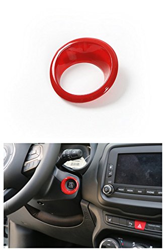 Dwindish Red ABS Car Engine Start Stop Sticker Ignition Key Ring Switch Cover for Jeep Renegade 2015 2019 Up Compass 2017