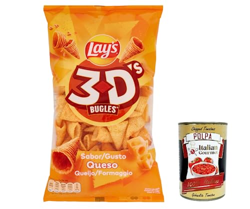 3 x Lay's 3D'S Bugles gusto formaggio 100 G crujientes patatas fritas con sabor a queso + Polpa italiana Gourmet 400 g