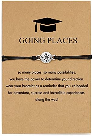 RZKING Graduation Gifts for Her Compass Arrow Bracelet Class of 2022 College Graduation Presents for Classmates Bestie Sister (Going Places: Compass)