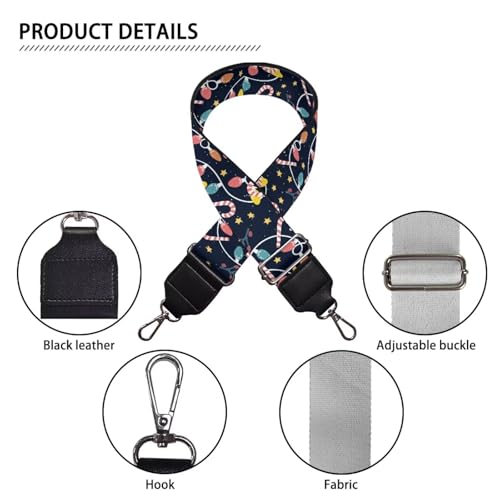 Image of Talayituse Christmas Lights Candy Print Shoulder Strap Wide Purse Bag Strap Adjustable Replacement Belt Luggage Crossbody Shoulder Bag Strap for Women Girls, 1 Pack Christmas Decor