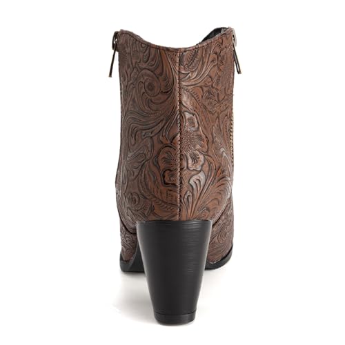 Western Cowboy Boots Women Block Heel Short Bootie3