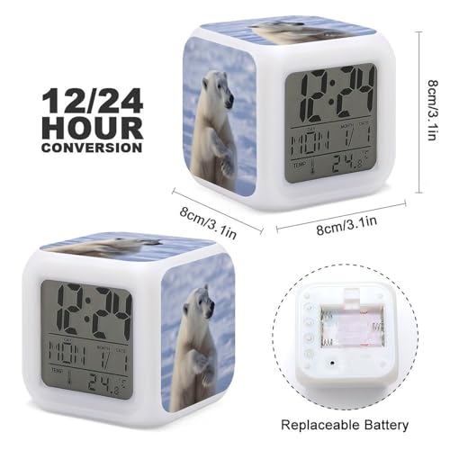 Evita quedarte dormido con los mini relojes digitales para despertar fuerte Polar Bear LED 3