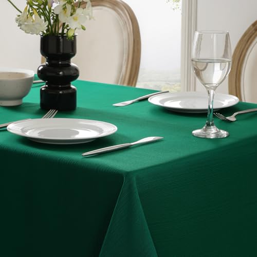 Softalker Tischdecke Weihnachten 140x240 grün Abwaschbar Leinen Struktur Wasserabweisend Abwischbar Fleckschutz rechteckig Tischtuch Deko… – Ansicht 5