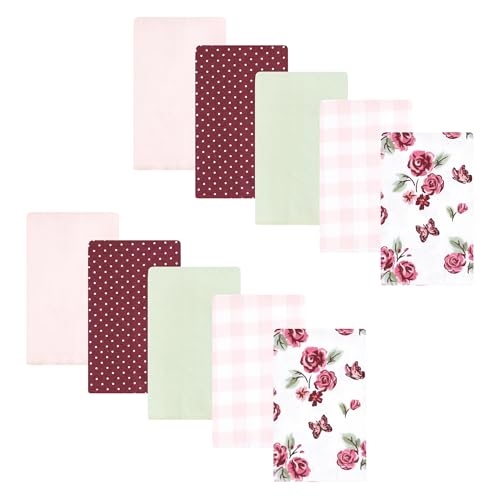 Image of Hudson Baby Unisex Baby Flannel Burp Cloth 10pk, Sweet Roses, One Size