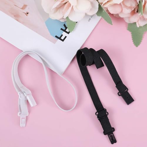 4 bandas elásticas ajustables para camisas, bandas para camisas de mujer, bandas de corte para camisas, Blanco/Negro, Talla única