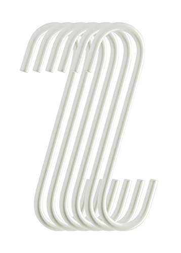 RuiLing 6-Pack 6Inch White Metal Hanging S Hooks - S Shaped Hook Heavy-Duty S Hooks, for Kitchenware, Pots, Utensils, Plants, Towels, Gardening Tools, Clothes