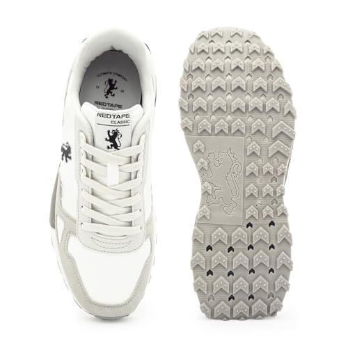 Image of Red Tape Men's Sneakers White Grey Mesh Round Toe Lace-Up