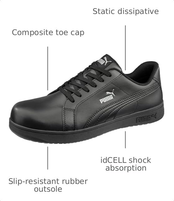 Image of PUMA Women's Safety Herwnspu P Industrial Shoe, Black Smooth Sd, 9.5