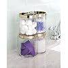 Boîte De Rangement Coton-Tiges MDesign – Plastique Transparent Avec Couvercle Laiton, Empilable – Salle De Bain Organisée