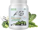 Active Green Pro® Poudre de protéines végétales + Verts (à base de plantes) Protéines avec pois, riz brun, citrouille, chia, épinards, Kale, Brocoli, Alfalfa (sans sucre), sans gluten, aromatisant à la vanille 18 Servants fabriqués au Canada