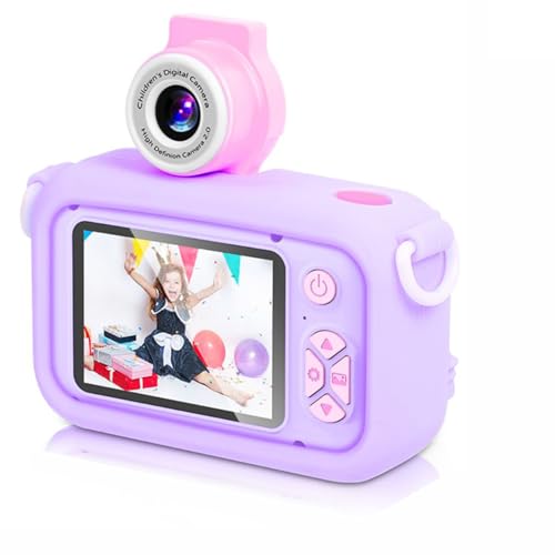Kinderkamera für 3 4 5 6 7 8 9 10 11 12 Jahre alte Mädchen/Jungen, Kinder Kamera mit 180°Flip-Objektiv&2.4in IPS-Bildschirm, Geburtstagsfest-Geschenk-Spielzeug für Mädchen/Jungen,32 GB,X101