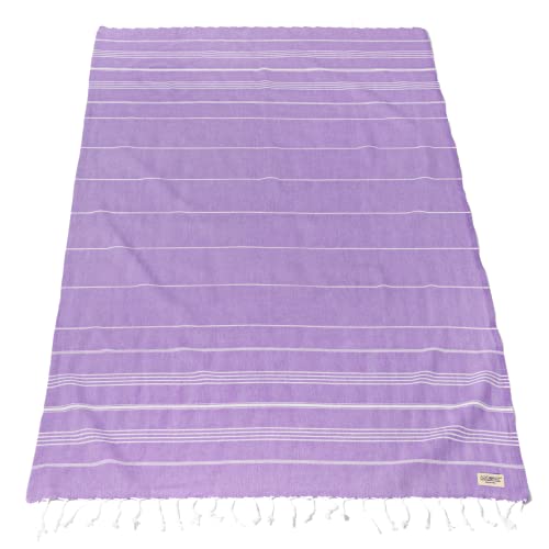 Luxurious Turkish Cotton Beach Towel Set 1 Pack - 39X71 Inches, Large & Oversized, Quick Dry & Sand-Free Travel Towels - Perfect For Pool, Beach, Travel & More - Stylish & Soft Cotton Towels Lilac #TOP3