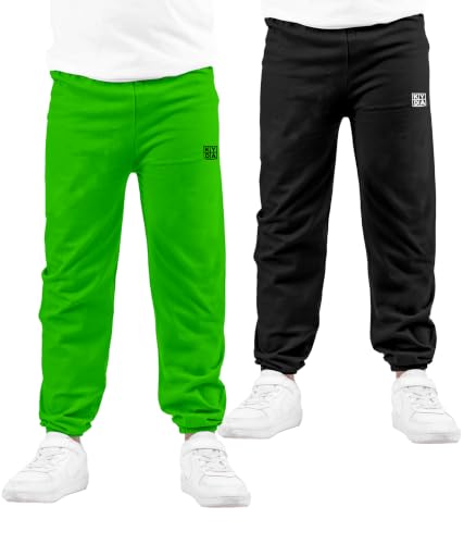 Image of KYDA Kids Boys Premium 100% Cotton Regular Fit Track Pants Soft Breathable Elastic Waist Casual Joggers Kids Playwear Everyday Comfort Wear-Pack of 2