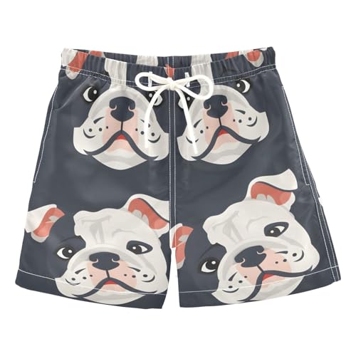 OREZI Boys Swim Trunk Cute Seamless Repeat Bulldog Dog Bathing Suit for Kids - Main Image