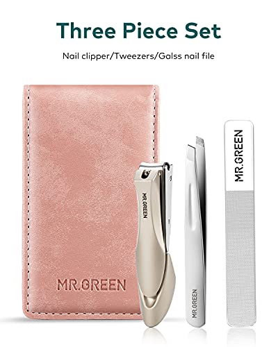 MR.GREEN Maniküre-Pediküre-Set 3-teiliges, Edelstahl-Nagelknipser-Set mit Nail clipper, Glasnagelfeile, Pinzette, Pink… – Bild 3