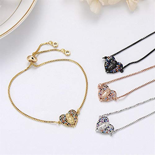 Cadena de circonía cúbica ajustable con colgante de ángel multicolor 2