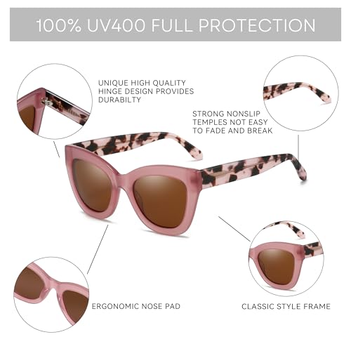 ZENOTTIC Trendy Polarized Women Sunglasses: Retro Cateye Shades - Sun Glasses Designed for Ladies with UV400 Protection4