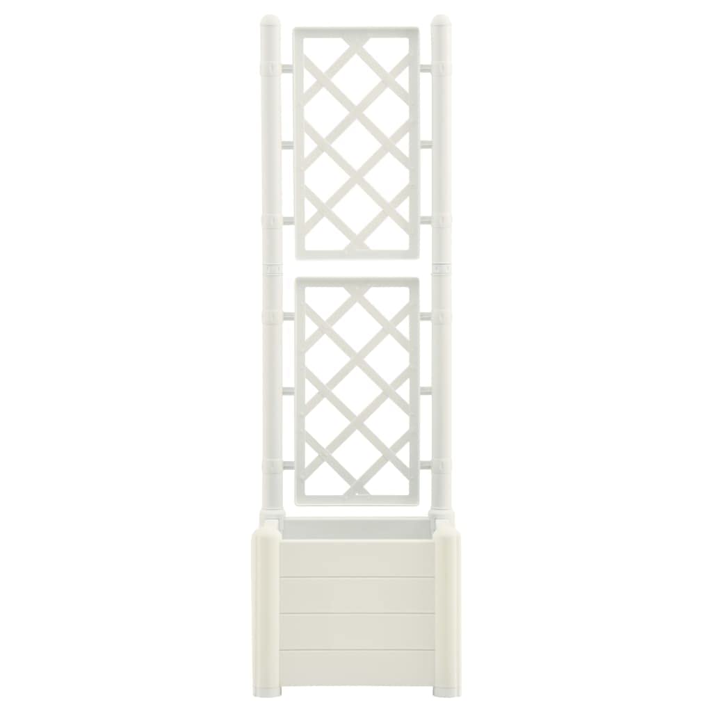 Pflanzkübel mit Spalier 43x43x142 cm Weiß, Blumentopf Groß aus wetterfestem PP, 30 L Volumen, Balkon und Garten, Modernes Design für Indoor Outdoor Nutzung