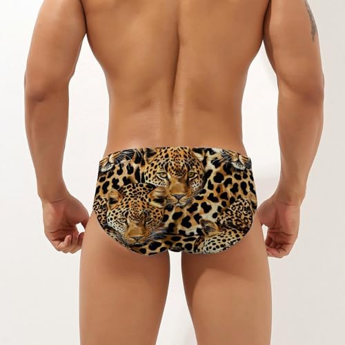 Leopard Skin Pattern Novelty Men's Swimming Brief Swimwear Pants Trunks Beach Shorts Underwear2