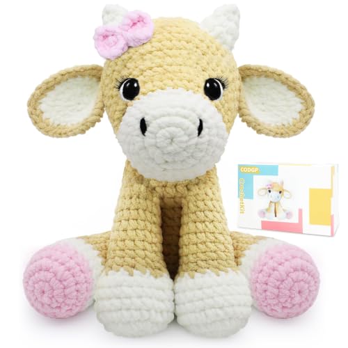 Image of CODGP Crochet Kit for Beginners,11.8-Inch Cow Crochet Kit for Adults