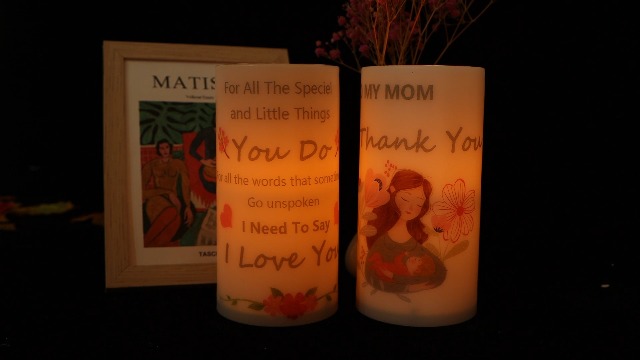 Image of Flameless Candle Gifts for Mom Battery Operated Flameless Candles with Remote Timer for Mother's Day Birthday Christmas Gifts Set of 2, ME-M20V-RK03