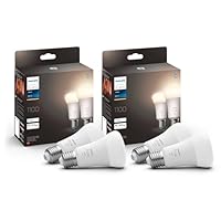 Philips Hue White 4 Lampadine Smart LED, Attacco E27, 9.5W, Luce Bianca, Dimmerabile, Controllo con...