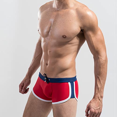 Mens Swim Trunk Swimwear Bathing Suit Low Waist Athletic Beach Boxer Briefs Swim Brief Square Leg Board Short3