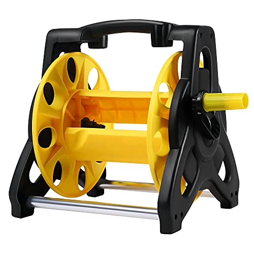 LECCER Garden Hose Reel,1/2"(DN15)x130FT, Light Weight Garden Hose Storage ,Hose Holder with Two Slots,Flexible Hose Reels for Outside,Hand Crank Water Hose Holder,Stable Water Hose Reel (Large)
